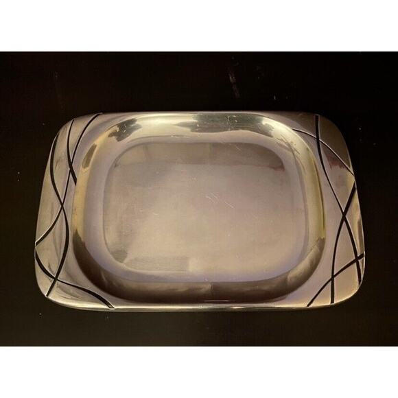 LENOX Large Rectangular Pewter Serving Tray w/Modern Swirl Design - Picture 1 of 5